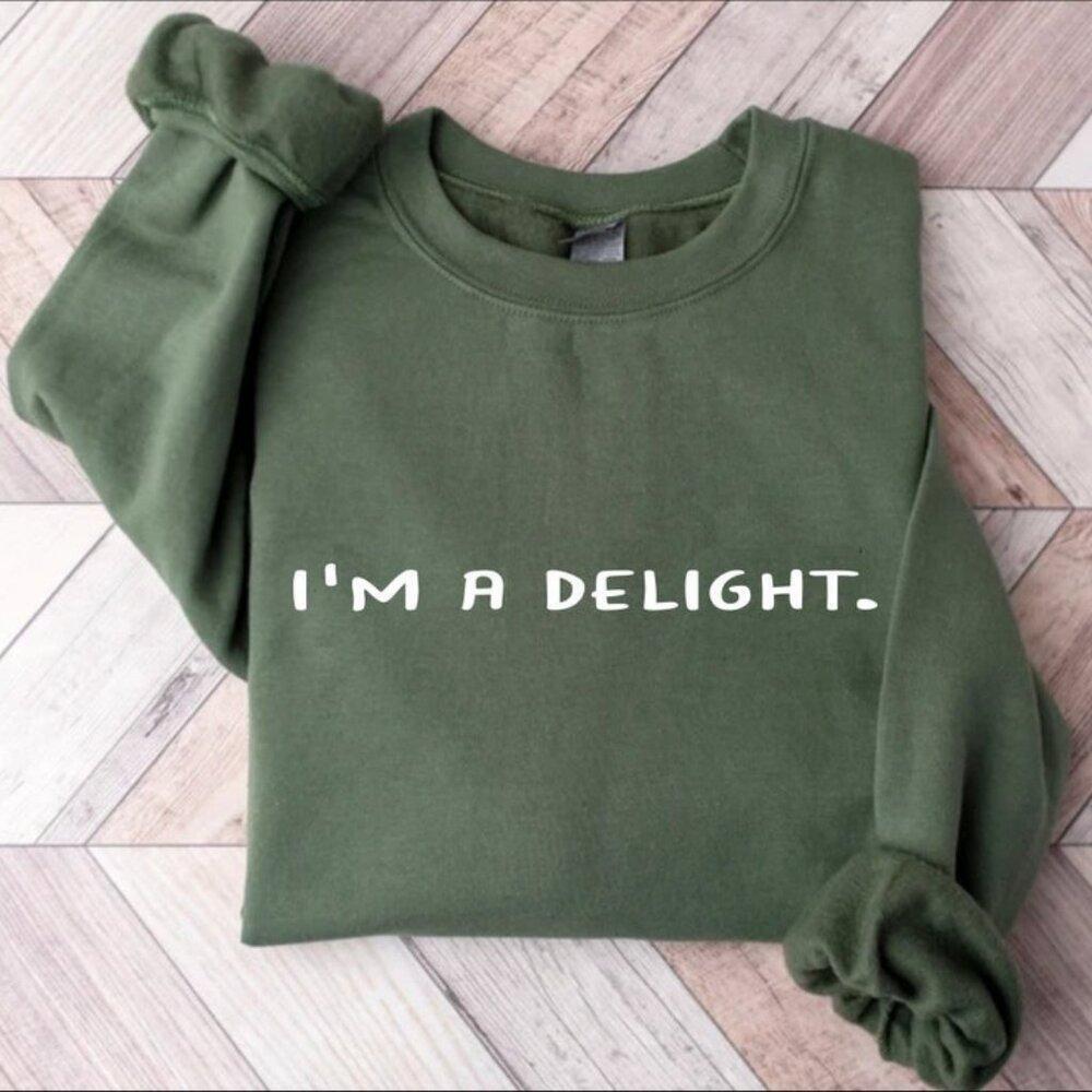 Im A Delight Funny Quote Sarcastic Crewneck Sweatshirt Humor Retro Style 17